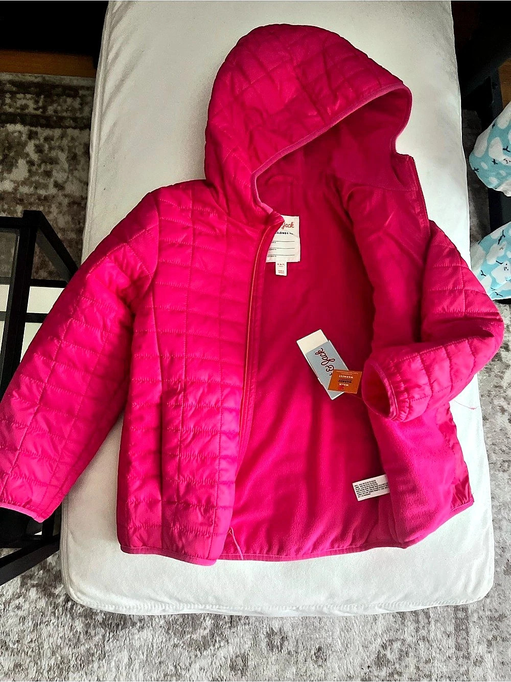 Cat & Jack Kids' Solid Puffer Jacket Pink Girls Small